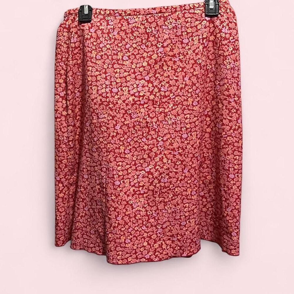 Norton McNaughton Pink and Red Floral Skirt